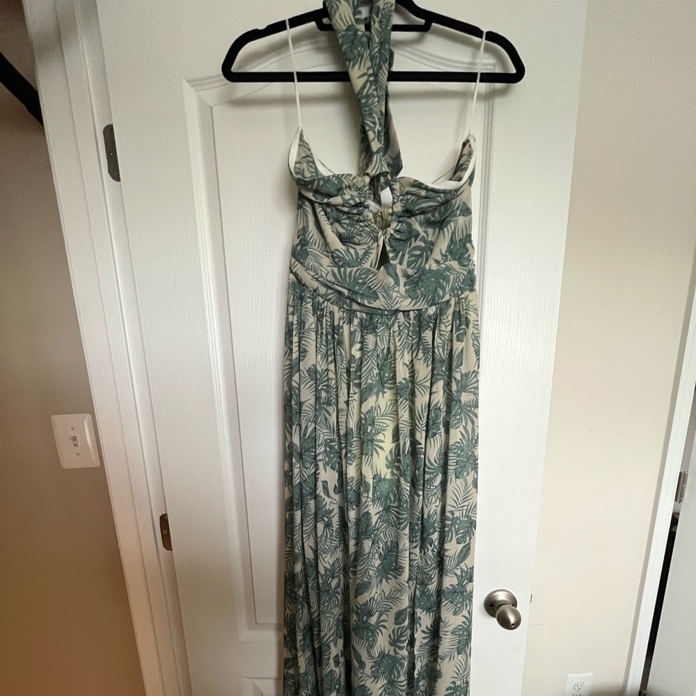 Pink Lily Tropical Halter Maxi Dress